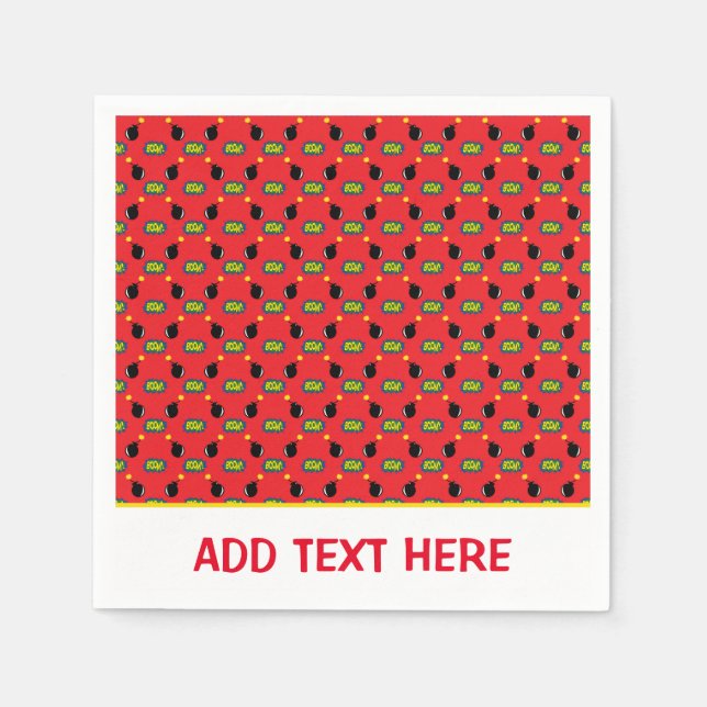 Superhjälte Tecknader Roligt Bomb Bang Boom Anpass Pappersservett (Framsidan)