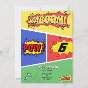 Superhjälte Themes Birthday-inbjudan Party Inbjudningar