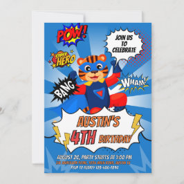 Superhjälte Tiger Födelsedagsfest Inbjudningar
