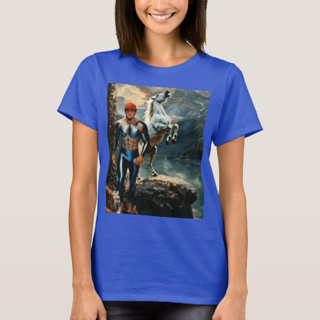 Superhjälte & Vit häst T Shirt (Framsida)