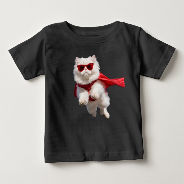 Superhjälte White Persian Cat T Shirt (Framsida)
