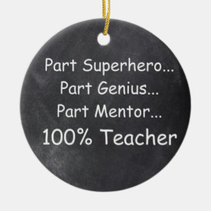 Superhjältegeni mentor lärarpresentidé julgransprydnad keramik