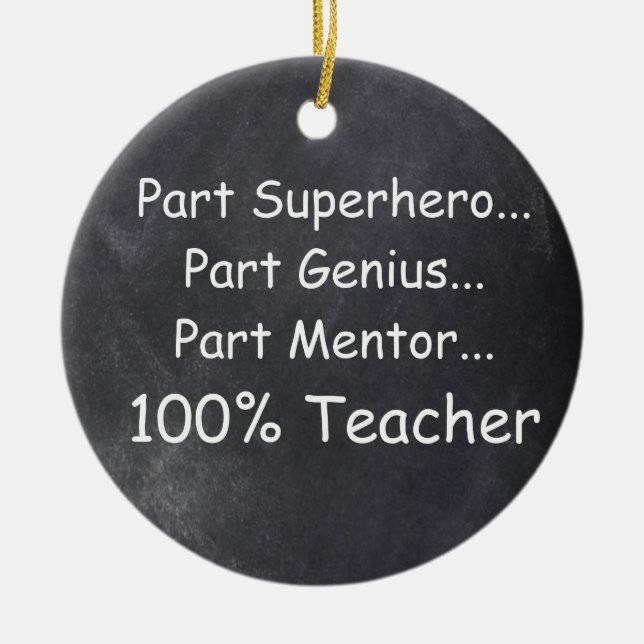 Superhjältegeni mentor lärarpresentidé julgransprydnad keramik (Framsidan)