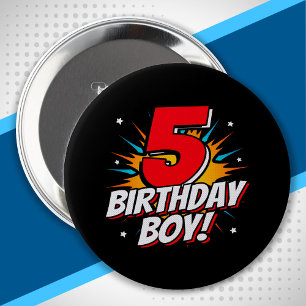Superhjälten Birthday Boy - 5-åring - 5:e födelsed Knapp