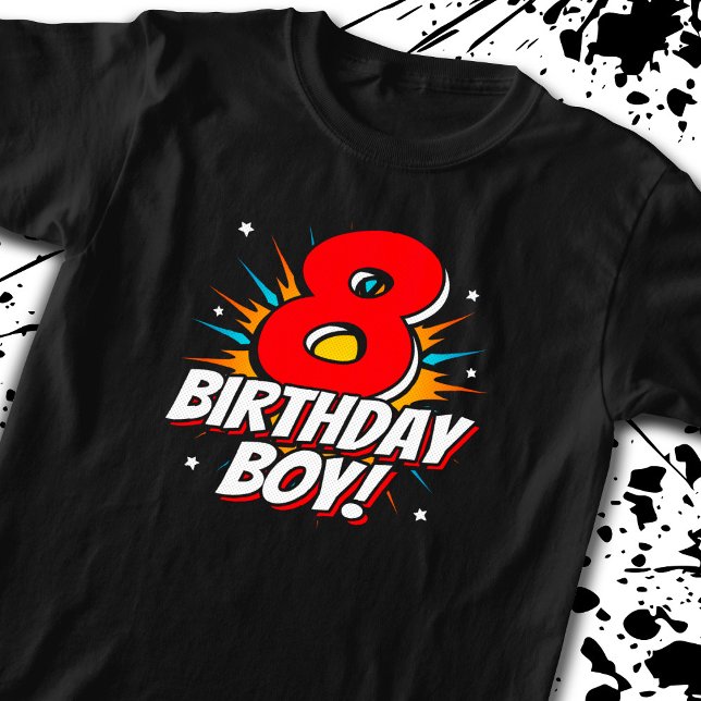 Superhjälten Birthday Boy - 8 Åldering - 8:e födel T Shirt (Skapare uppladdad)