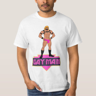 Superhjälten GAY-MAN i rosa jock-band T Shirt