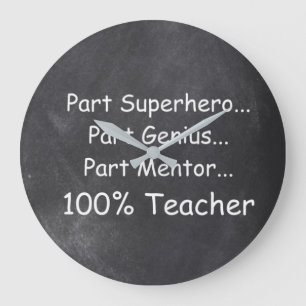 Superhjälten Genius Mentor Teacher Chalkboard Gif Stor Klocka