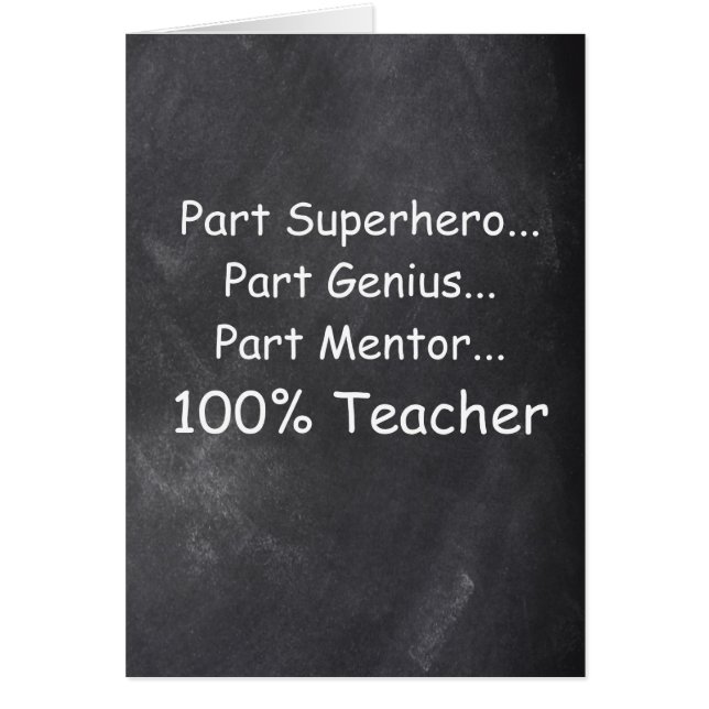Superhjälten Genius Mentor Teacher Chalkboard Gift Hälsningskort (Framsidan)