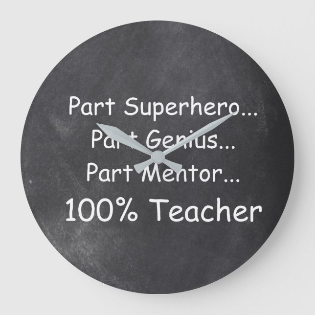 Superhjälten Genius Mentor Teacher Chalkboard Gift Stor Klocka (Framsida)