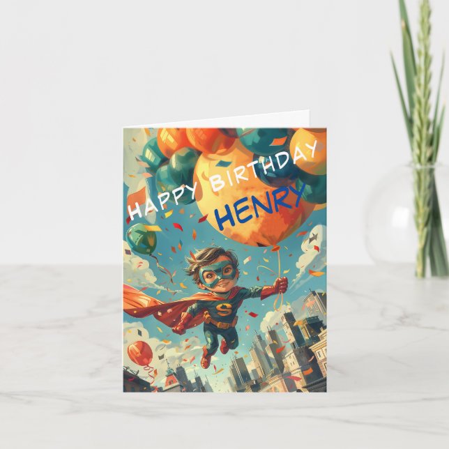 Superhjälten Grattis på födelsedagen Design för ba Kort (Framsida)