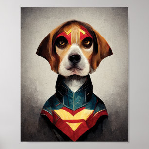 Superhjälten Hund Porträtt Beagle Poster