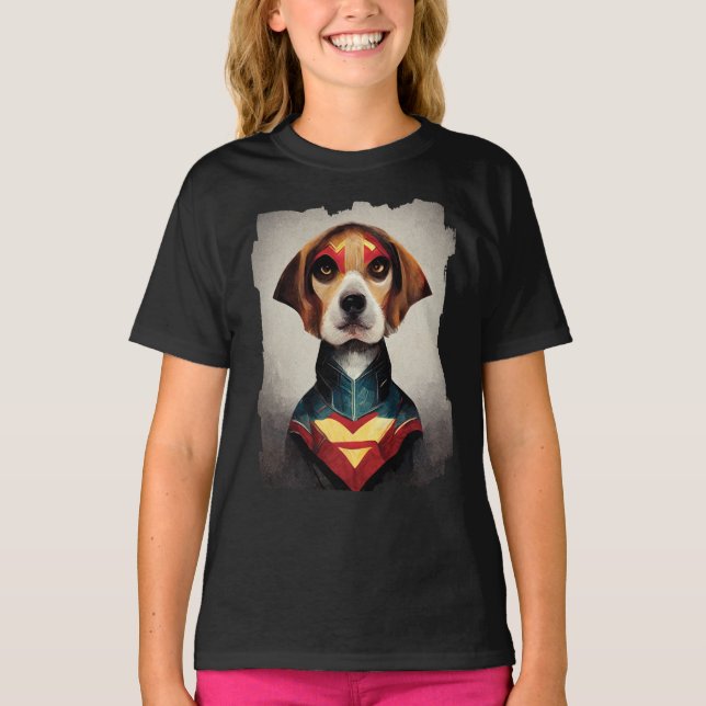 Superhjälten Hund Porträtt | Beagle T Shirt (Framsida)