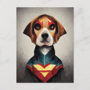 Superhjälten Hund Porträtt Beagle Vykort