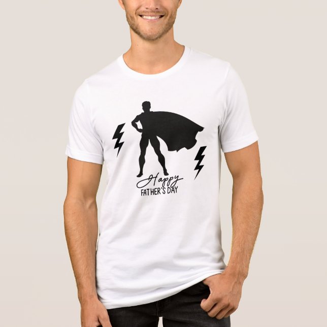 Superhjälten Pappa Silhouette | Fars dag Hero T Shirt (Framsida)