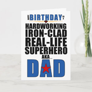 Superhjälten Pappa Typography Tecknad Bok Birthday Kort