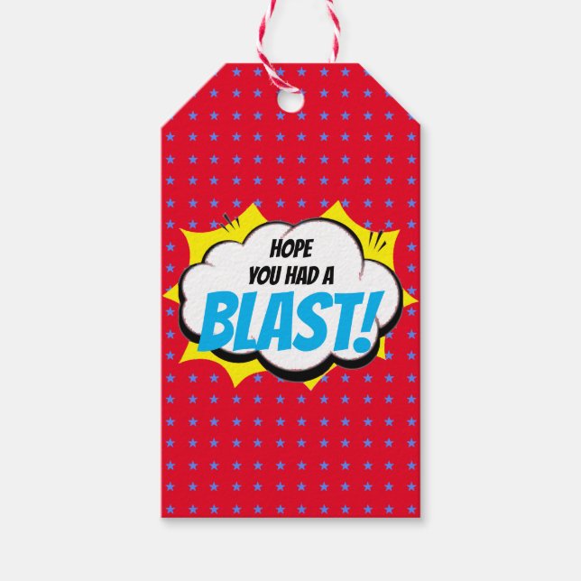 Superhjälten Party Tack Presentetikett (Framsidan)