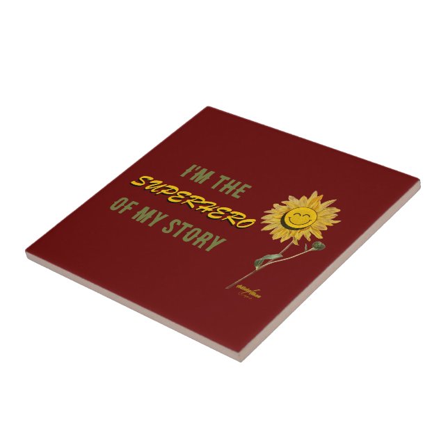 Superhjälten Red Ceramic Tile av Poet Adiela Akoo Kakelplatta (Sidan)