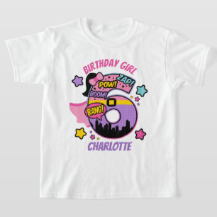 Superhjälten Sjätte Birthday Girl 6e Toppen Girl T Shirt