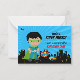 Superhjälten Valentine Card - Boys Mörk Skin Anteckningskort