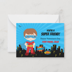 Superhjälten Valentine Cards - Boys Tecknad School Anteckningskort