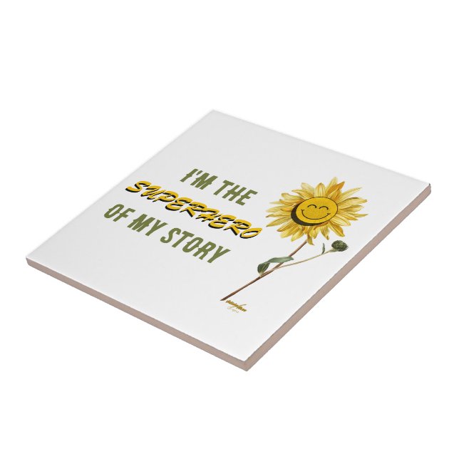 Superhjälten White Ceramic Tile av Poet Adiela Ako Kakelplatta (Sidan)