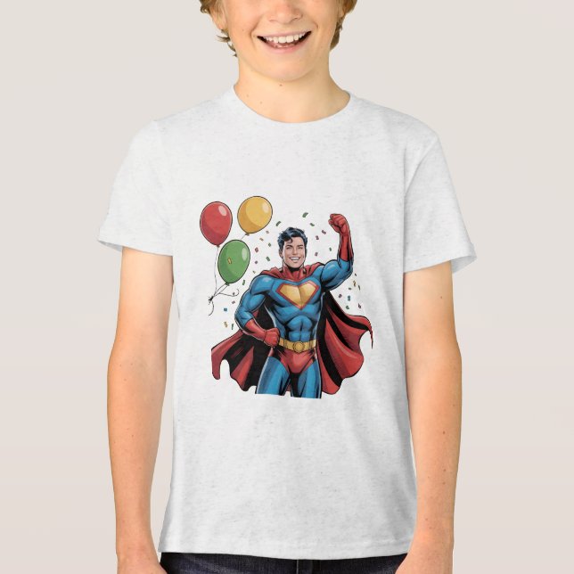 Superhjältepojkar Födelsedagsfest T Shirt (Framsida)