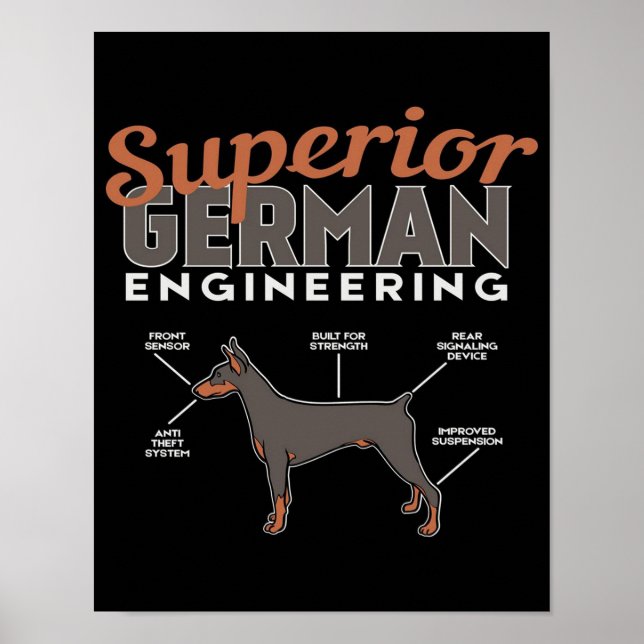 Superior German Engineering Doberman Hund Poster (Framsidan)