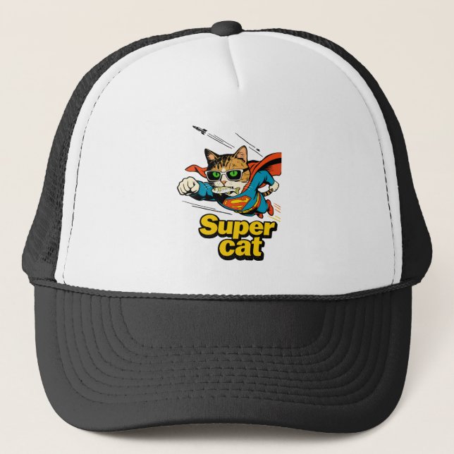 Superkatt flyger med fisk  keps (Framsida)