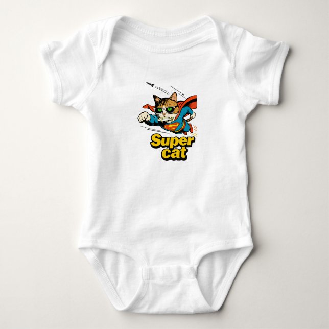 Superkatt flyger med fisk  t shirt (Framsida)