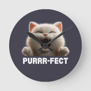 SUPERKUL Roligt Skrattande Katt Meme T-Shirt Rund Klocka