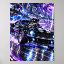 Superladad Kosmisk Muskelbil Poster