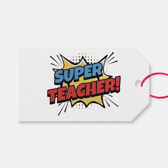 Superlärare i seriestil presentetikett (Framsidan (Horisontell))