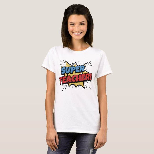 Superlärare i seriestil t shirt (Hel framsida)