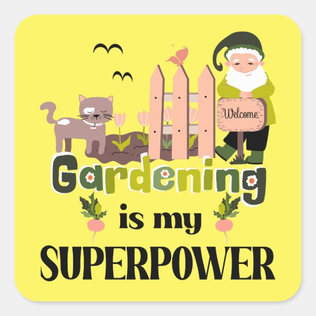  supermakt, Cute Gardener Fyrkantigt Klistermärke (Framsida)