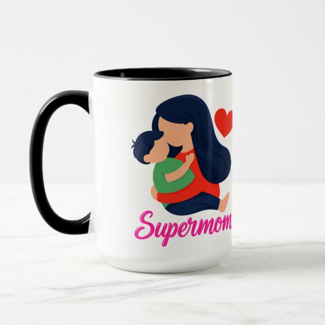Supermamma Söt mamma och barn kaffemugg (Vänster)