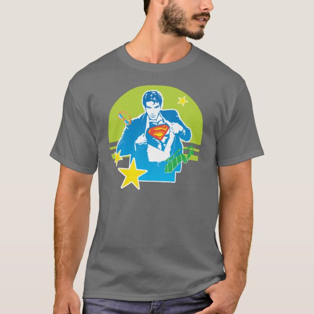 Superman 80's Stil Tee Shirt (Framsida)