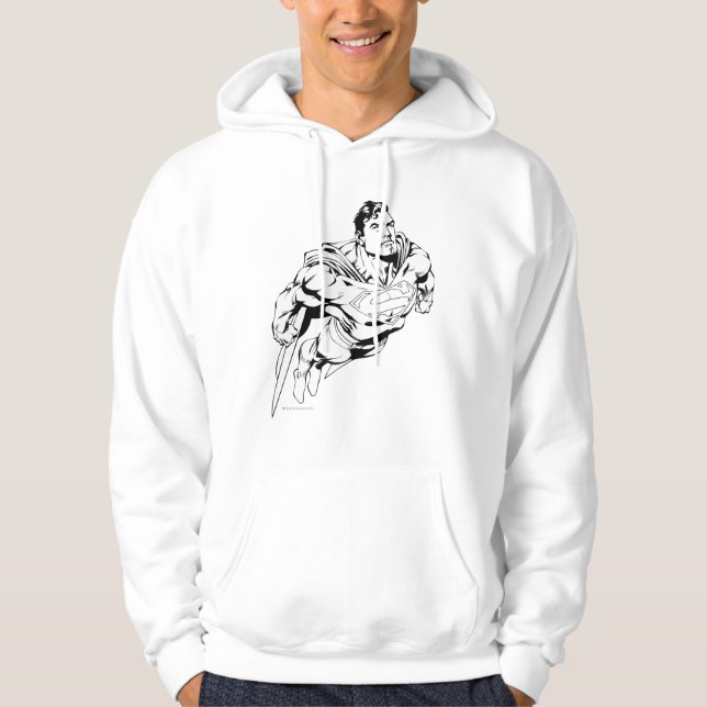 Superman Black and White 1 Sweatshirt Med Luva (Framsida)