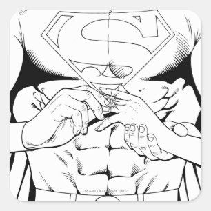 Superman Black and White 3 Fyrkantigt Klistermärke