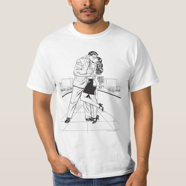 Superman Black and White 5 Tee Shirt (Framsida)