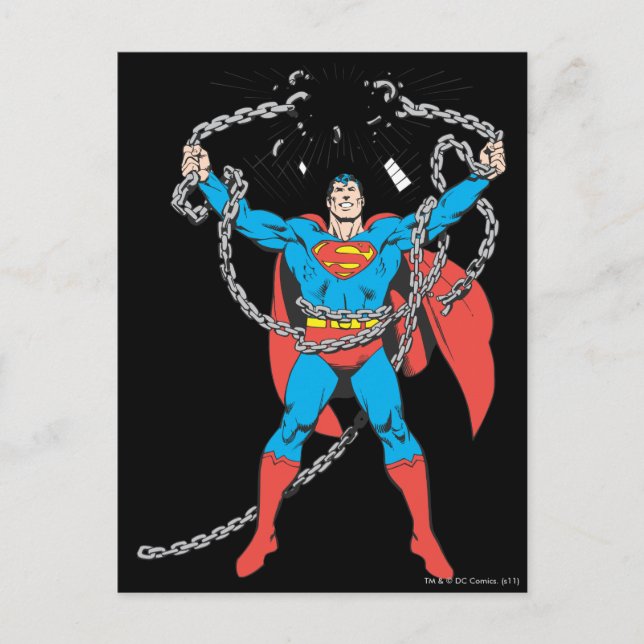 Superman Breaks Chains Vykort (Framsida)