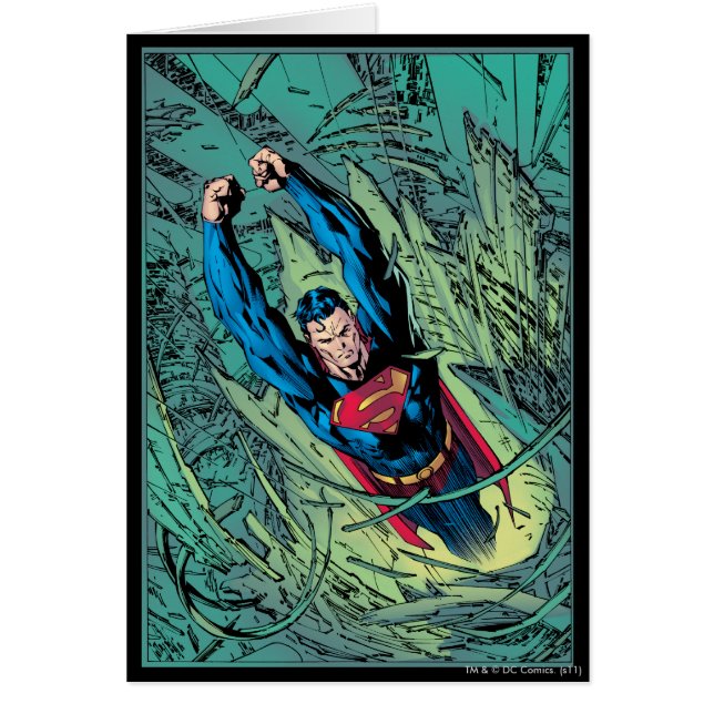 Superman bryter sig igenom hälsningskort (Framsidan)