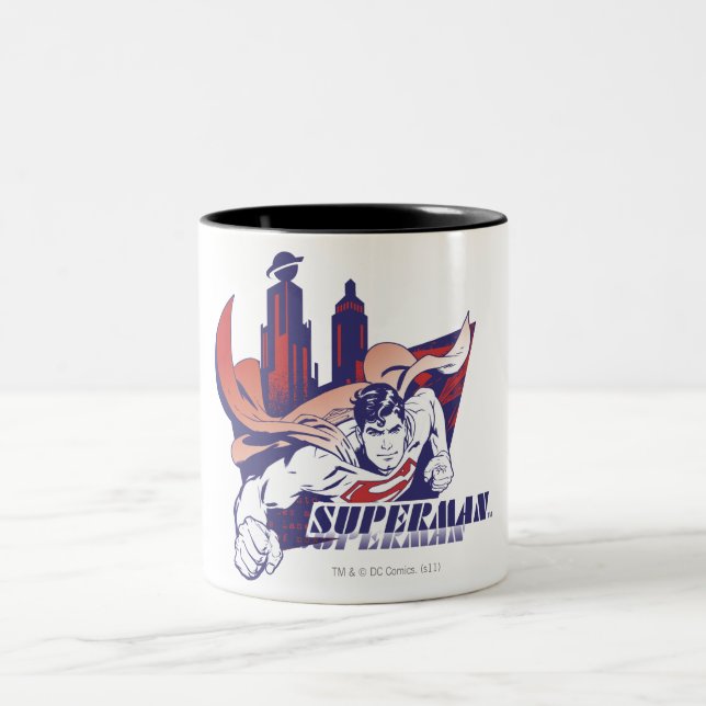 Superman City och Namn Två-Tonad Mugg (Center)