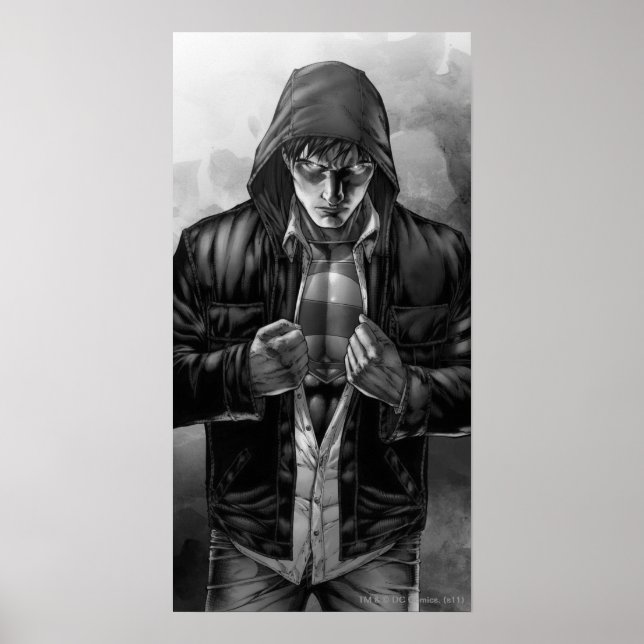 Superman Earth Cover - Black and White Poster (Framsidan)