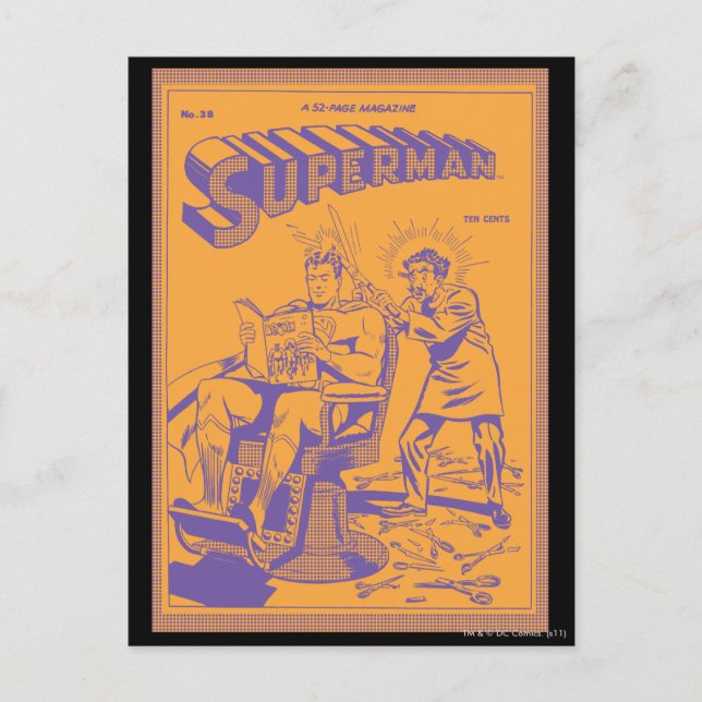 Superman får en hårklippning vykort (Framsida)