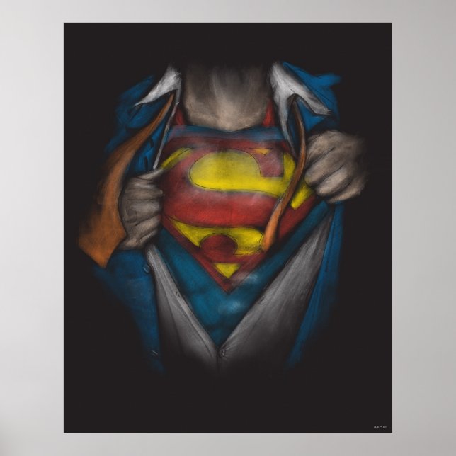 Superman | Färgad kalvfärgsskiss Poster (Framsidan)