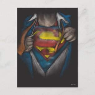 Superman   Färgad kalvfärgsskiss Vykort
