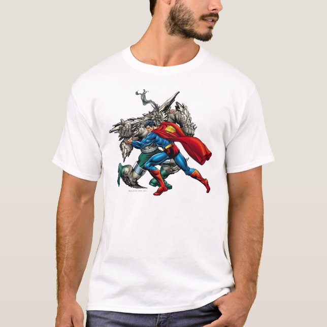 Superman Fights Enemy T Shirt (Framsida)