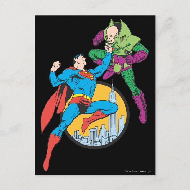 Superman Fights Lex Luthor Vykort (Framsida)