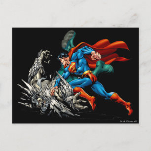 Superman Fights Monster Vykort