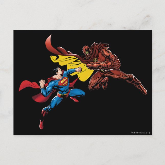 Superman Fights Vykort (Framsida)